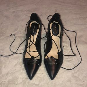 Zara Black Lace-Up Court Shoe